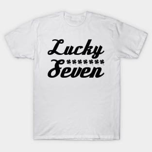 Lucky Seven Black Four Leaf Clover Design T-Shirt